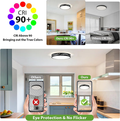 Dimmable LED Ceiling Light Flush Mount. 5CCT Round Fixture