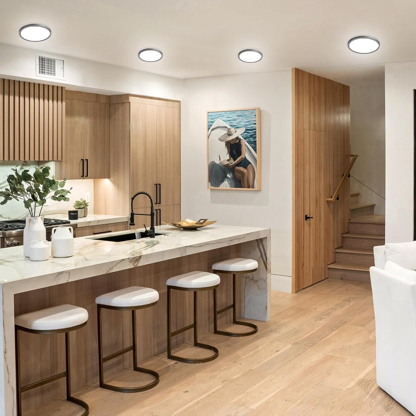 15W 1800LM LED Ceiling Light. Ultra Thin 18cm Round Black Flush Mount Lamp IP44 Waterproof. 3000K/4000K/6500K for Bathroom. Bedroom. Kitchen. Living Room. Toilet. Utility Room