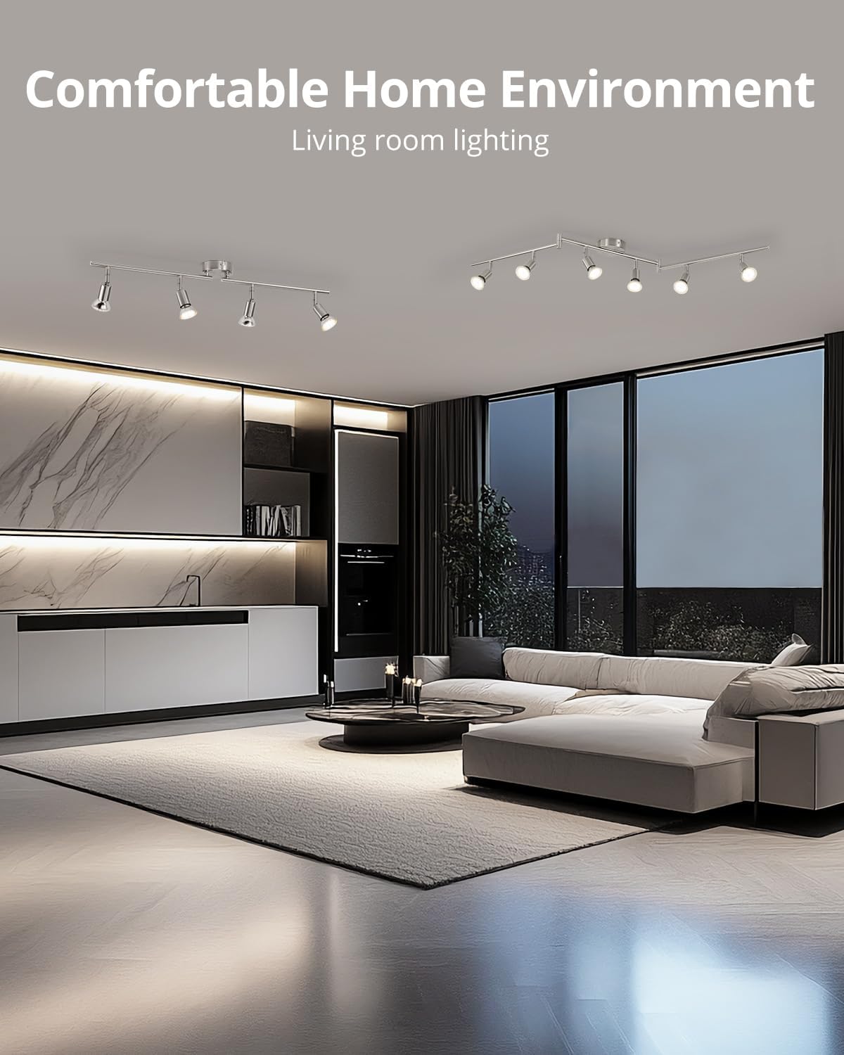 6-Way Rotatable LED Spot Ceiling Light – Modern Matte Nickel Fixture with 4000K Natural White Lighting for Living Rooms. Kitchens. Bedrooms. and Hallways