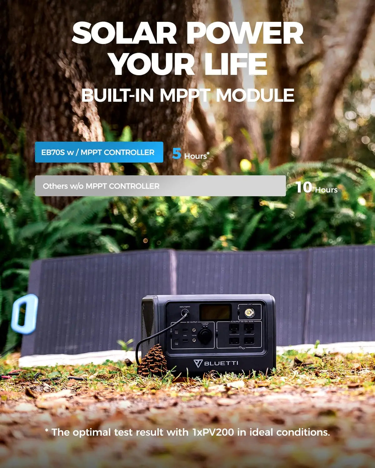 BLUETTI EB70S Portable Power Station - 716Wh LiFePO4 Battery Backup w/ 4 800W AC Outlets (1.400W Peak). 100W Type-C. Solar Generator for Road Trip. Off-grid. Power Outage | Best Solar