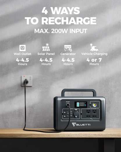 BLUETTI EB70S Portable Power Station - 716Wh LiFePO4 Battery Backup w/ 4 800W AC Outlets (1.400W Peak). 100W Type-C. Solar Generator for Road Trip. Off-grid. Power Outage | Best Solar