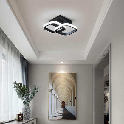 Dimmable LED Ceiling Light Square 22W Black Lamp with Remote Control