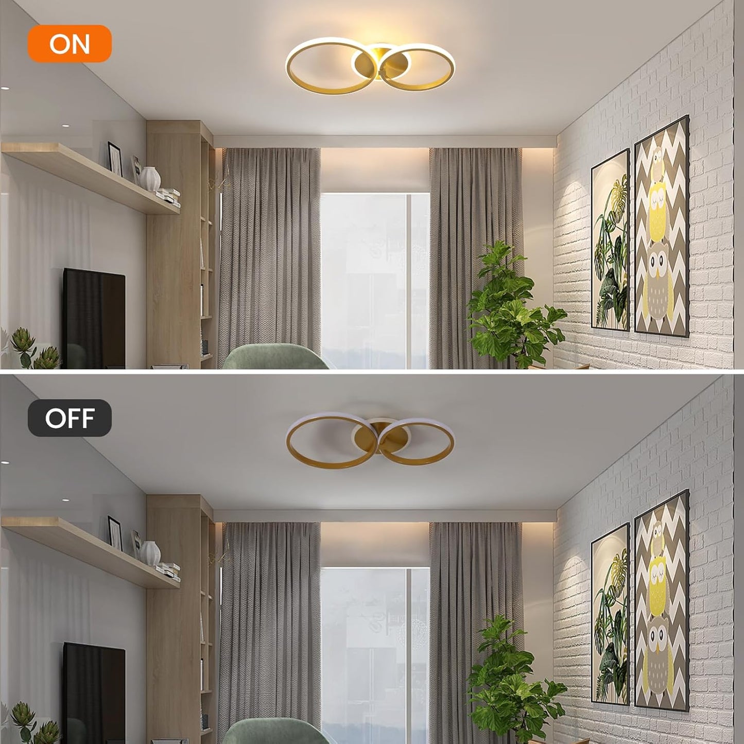 Modern LED Ceiling Lamp. 42W 4700LM Gold Round Chandelier Ceiling Light for Living Room. Bedroom. Dining Room. Office (3000K Warm White)