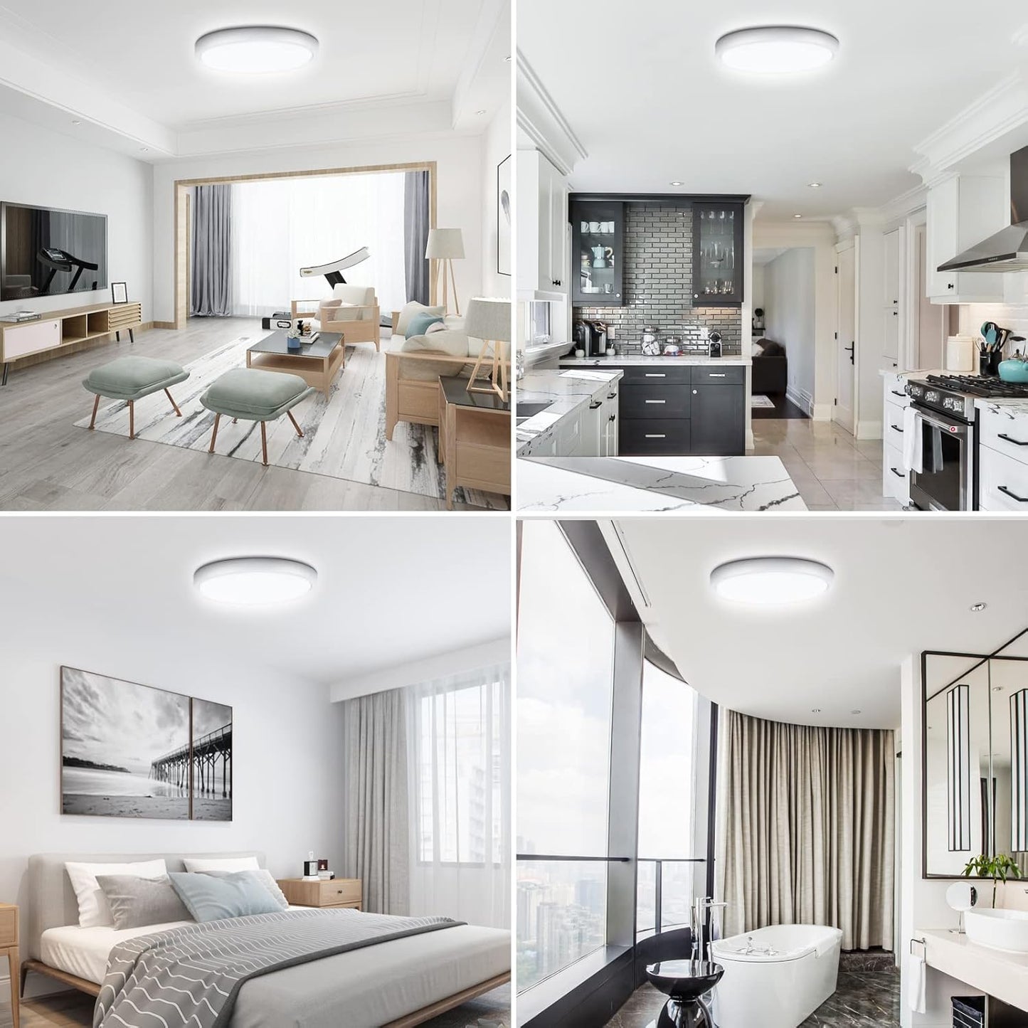 24W Ultra-Thin LED Ceiling Light with Dimmable 2000K Backlight. Warm Night Light & Timer. Modern 12 Inch Round Flush Mount for Bedroom Living Room Kitchen