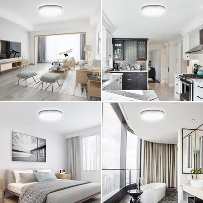 24W Ultra-Thin LED Ceiling Light with Dimmable 2000K Backlight. Warm Night Light & Timer. Modern 12 Inch Round Flush Mount for Bedroom Living Room Kitchen