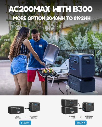 BLUETTI B300 3072Wh Expansion Battery for AC300/AC200MAX/AC200P/EB240/EB150. Expand AC300 w/ 4 Extra Battery.100W USB-C & DC12V Emergency Power Backup for Home Van Outdoor Camp | Best Solar