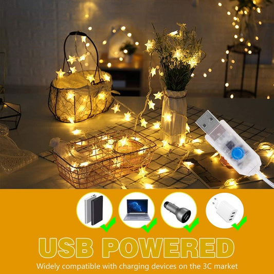 Clerance Sale -LED String Lights. Mains Powered 20 LED Star Christmas Lights with Remote Control 300cm. 8 Modes Fairy Lights for Girls Bedroom. Xmas Lights for Christmas Decoration Indoor Outdoor