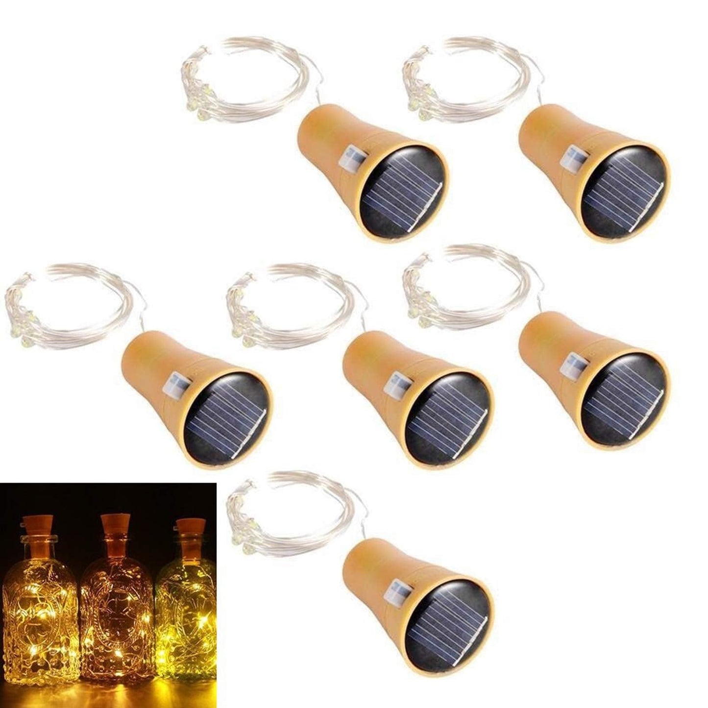Guirlande Lumineuse Solaire Bouchon LED pour bouteille (Lot de 6)