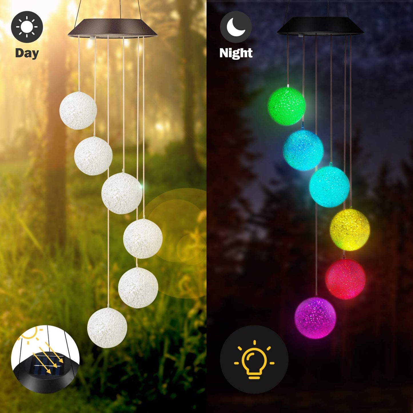 Garden Solar Hanging Ball Wind Chimes