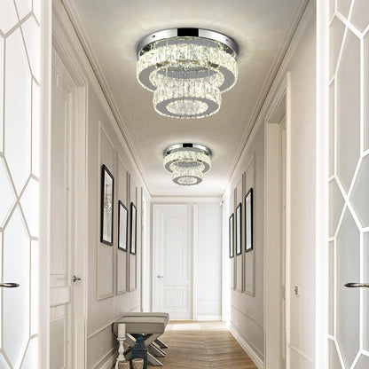 11.8 Modern Crystal Chandelier LED Flush Mount Ceiling Light Remote