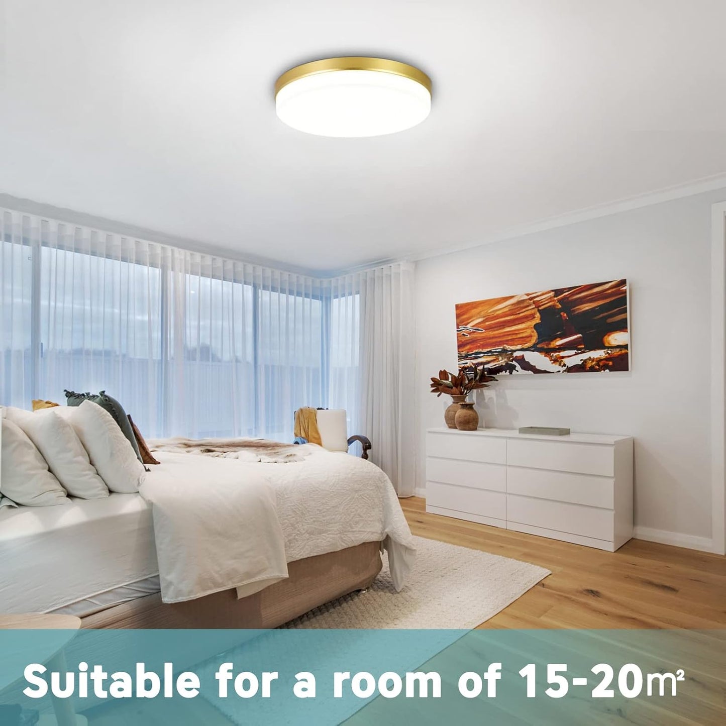 Gold LED Ceiling Light. 36W 4000K Natural White Round Ceiling Lamp 3240LM for Bathroom. Kitchen. Bedroom. Hallway. Utility Room. Laundry. Toilet. Porch. Ø23CM