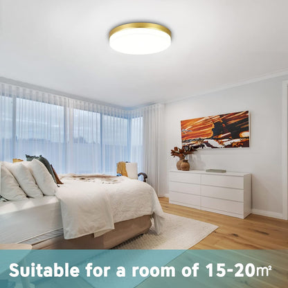 Gold LED Ceiling Light. 36W 4000K Natural White Round Ceiling Lamp 3240LM for Bathroom. Kitchen. Bedroom. Hallway. Utility Room. Laundry. Toilet. Porch. Ø23CM