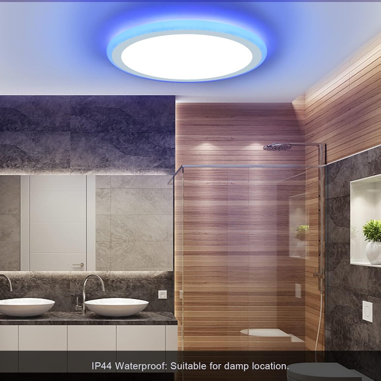 Modern Ultra-Thin 13 LED Ceiling Light. Dimmable RGB with Remote. 30W Flush Mount. 3000-6500K Sidelight Glow