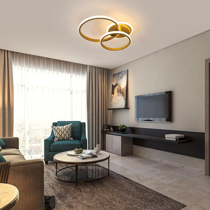 Modern LED Ceiling Lamp. 42W 4700LM Gold Round Chandelier Ceiling Light for Living Room. Bedroom. Dining Room. Office (3000K Warm White)