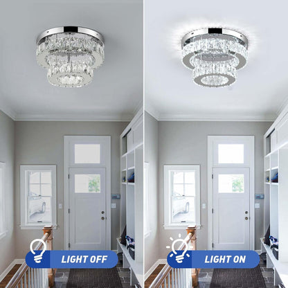 Crystal LED Ceiling Light 30cm. Modern Flush Mount Chandelier 30W