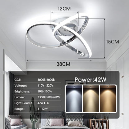 Dimmable LED Ceiling Light 42W – Modern Silver 40cm Lamp with Remote