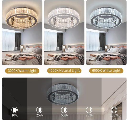 Crystal LED Ceiling Light Modern Flush Mount Chandelier Lamp
