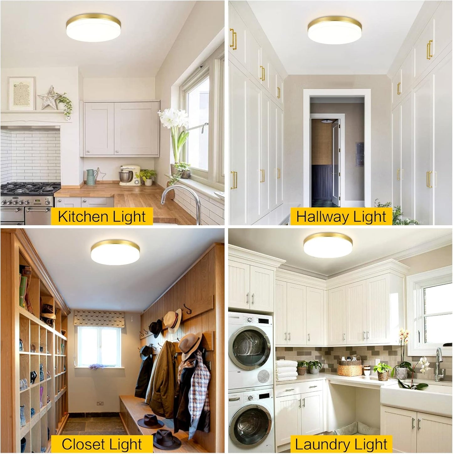 Gold LED Ceiling Light. 36W 4000K Natural White Round Ceiling Lamp 3240LM for Bathroom. Kitchen. Bedroom. Hallway. Utility Room. Laundry. Toilet. Porch. Ø23CM