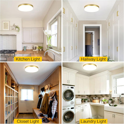 Gold LED Ceiling Light. 36W 4000K Natural White Round Ceiling Lamp 3240LM for Bathroom. Kitchen. Bedroom. Hallway. Utility Room. Laundry. Toilet. Porch. Ø23CM