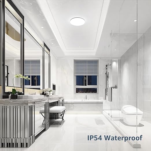 15W 1500LM LED Ceiling Light. IP54 Waterproof. 100W Equivalent. Modern Flush Mount for Bathroom. Kitchen. Porch. Bedroom & More.
