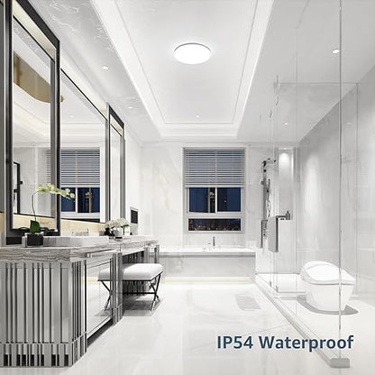 15W 1500LM LED Ceiling Light. IP54 Waterproof. 100W Equivalent. Modern Flush Mount for Bathroom. Kitchen. Porch. Bedroom & More.