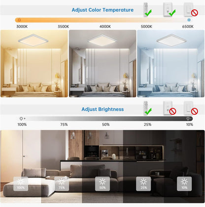 RGB LED Ceiling Light with Remote. 24W Dimmable Flush Mount