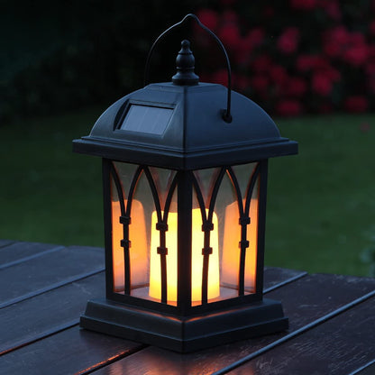 Lanternes solaires jardin décoratives noir mat avec bougie LED