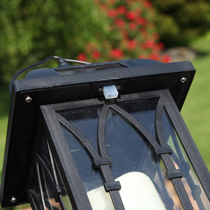 Lanternes solaires jardin décoratives noir mat avec bougie LED