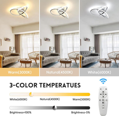 Dimmable LED Ceiling Light 42W – Modern Silver 40cm Lamp with Remote