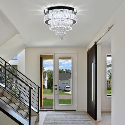 11.8 Crystal LED Ceiling Light Modern Dimmable Flush Mount Chandelier