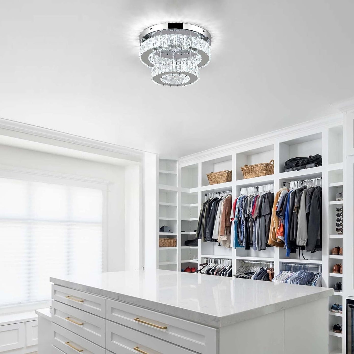 Crystal LED Ceiling Light 30cm. Modern Flush Mount Chandelier 30W