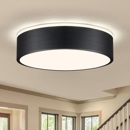 Modern LED Ceiling Light. 24W 4000K Black Metal Flush Mount Lamp 11.8 Inch for Bedroom. Living Room. Kitchen. Bathroom. Hallway. Dining Room. Lounge
