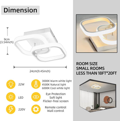 22W LED Ceiling Light Modern Square Dimmable Ceiling Lamp Fixture