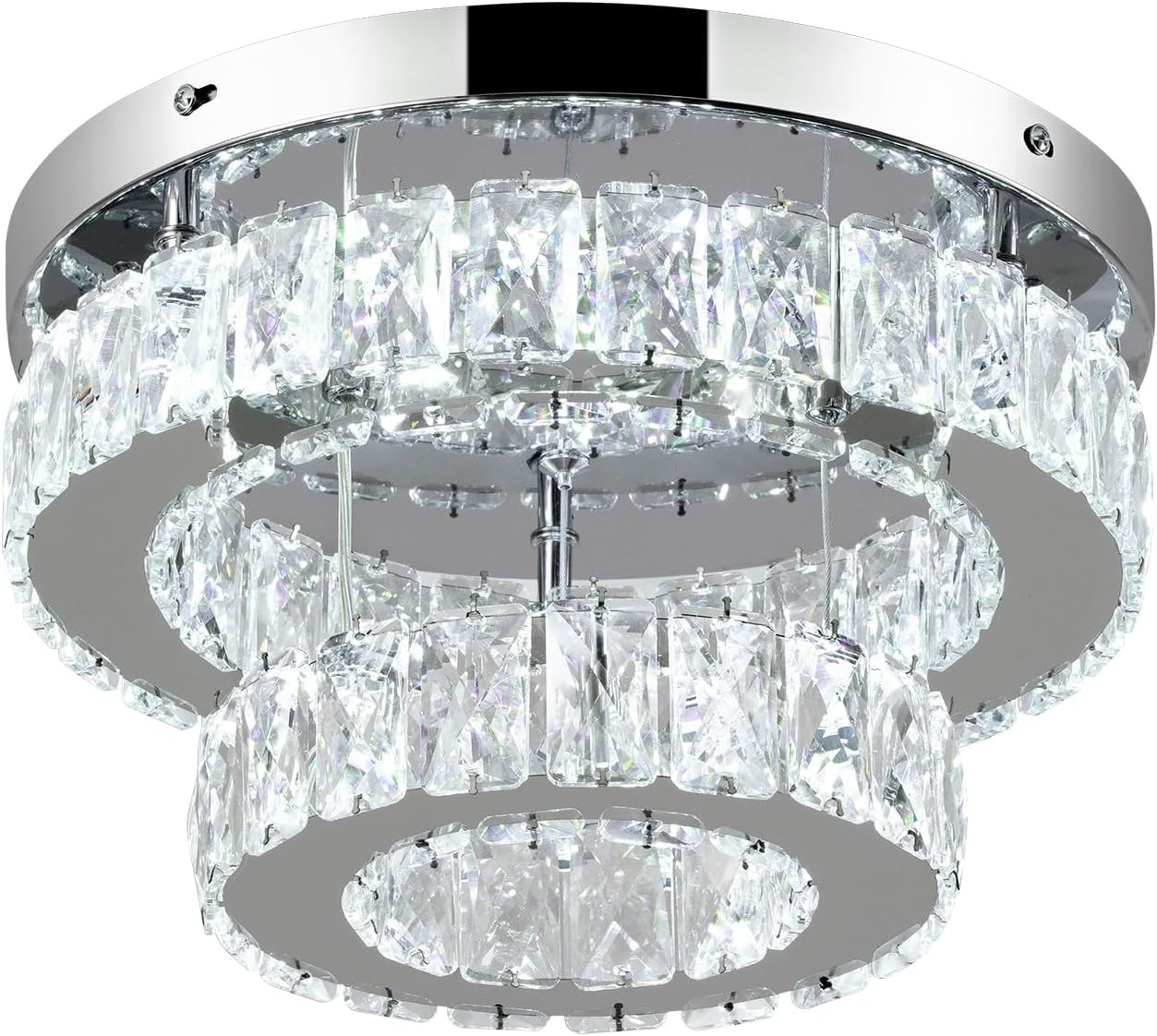 Crystal LED Ceiling Light 30cm. Modern Flush Mount Chandelier 30W