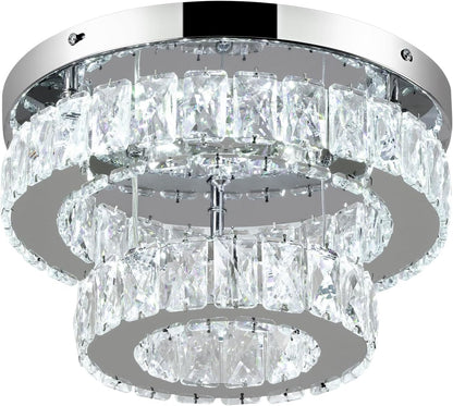 Crystal LED Ceiling Light 30cm. Modern Flush Mount Chandelier 30W