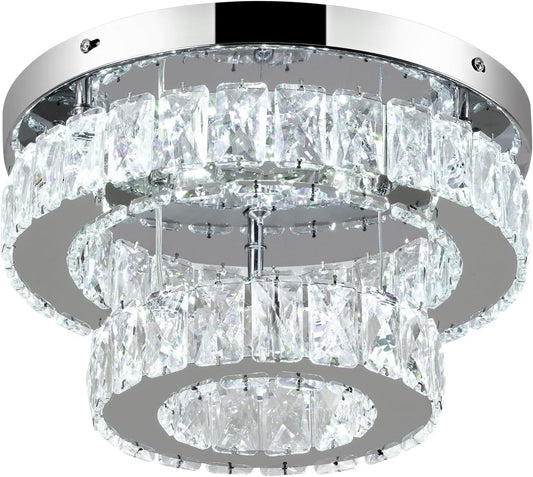 Crystal LED Ceiling Light 30cm. Modern Flush Mount Chandelier 30W