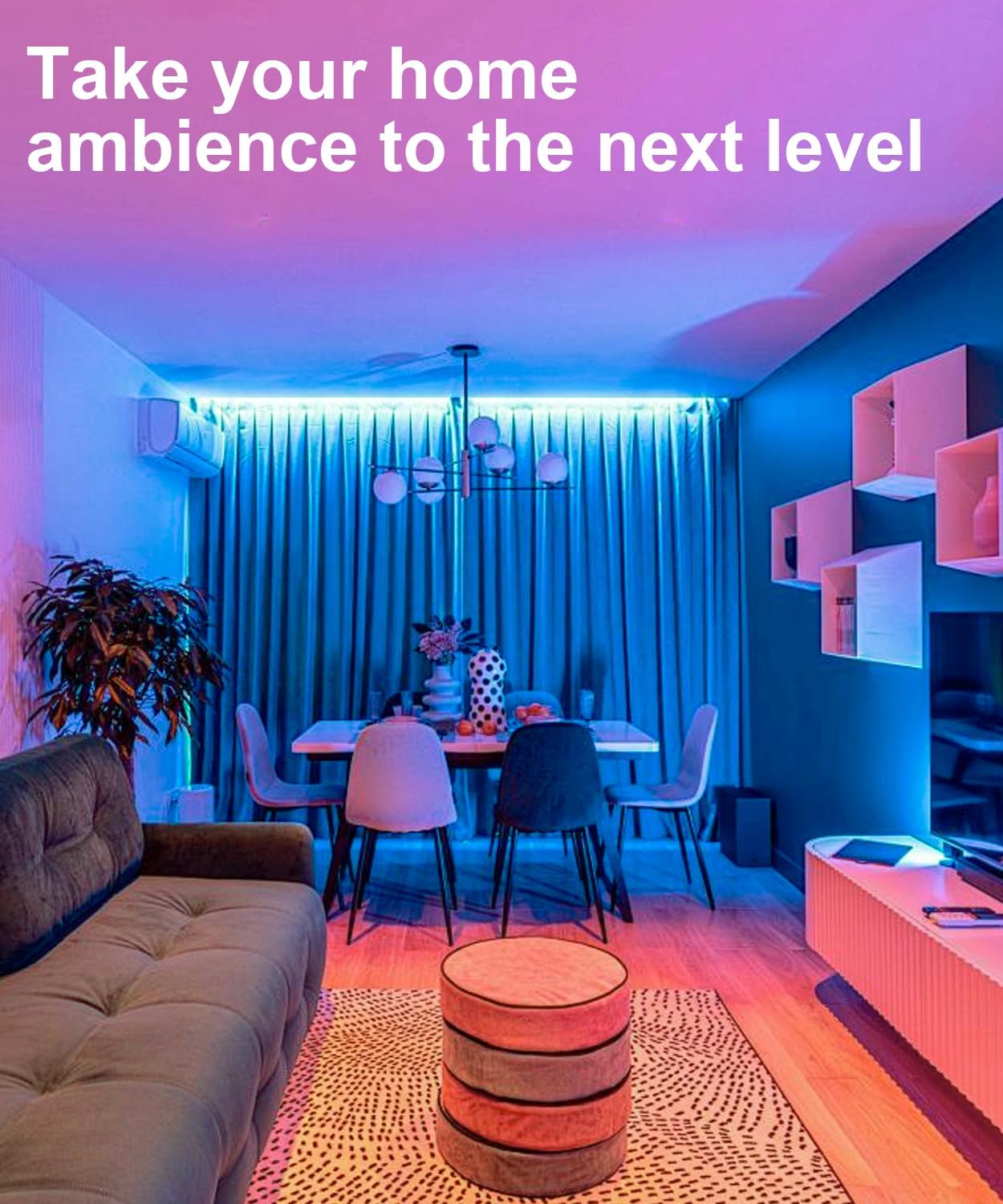 10M RGB LED Strip Lights. Music Sync. Remote & App