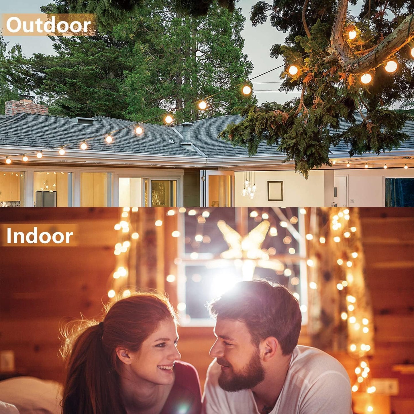 100FT Outdoor LED String Lights. Waterproof. 52 Bulbs
