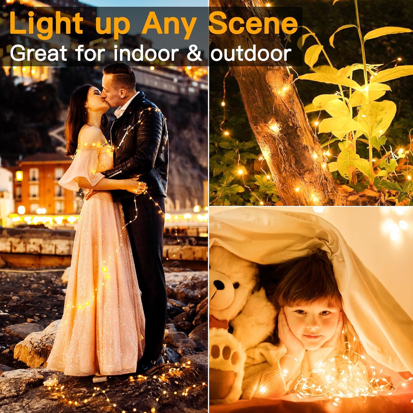 10m 100 LED Copper Fairy Lights – Warm White Battery String Lights