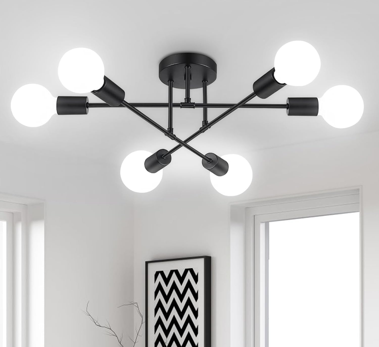 Clerance Sale - Modern Ceiling Light. 6 Lights Chandelier Ceiling Light for Living Room. Bedroom. Kitchen