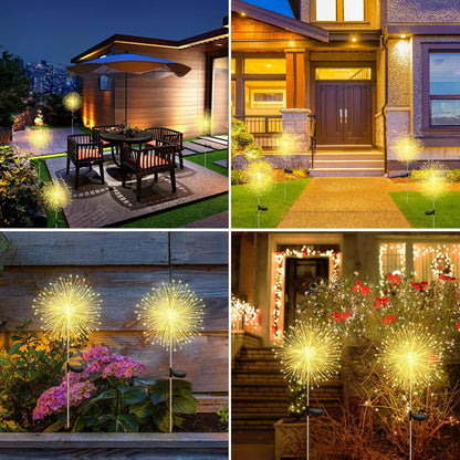Solar Firework Garden Lights. 2-Pack. 120 LED Warm