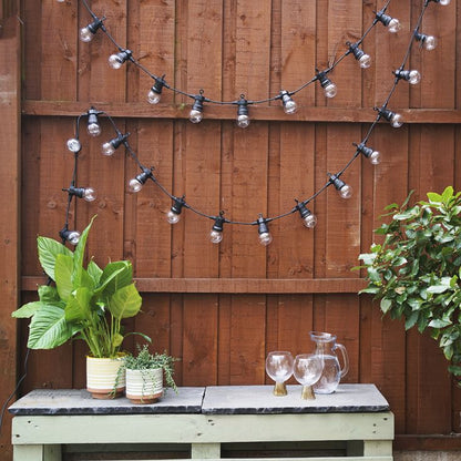 48FT Outdoor LED String Lights. S14 Festoon Lights with 15 E27 Sockets. IP65 Waterproof. 2700K Warm White for Garden. Patio. Party