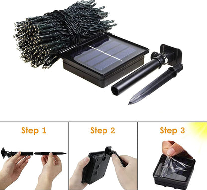 2 Pack Solar Christmas Fairy Lights 200 LED Outdoor