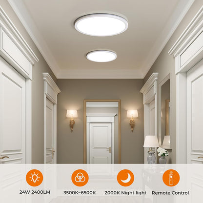 LED Ceiling Light 24W Dimmable with Remote. 2000K-6500K Round Panel