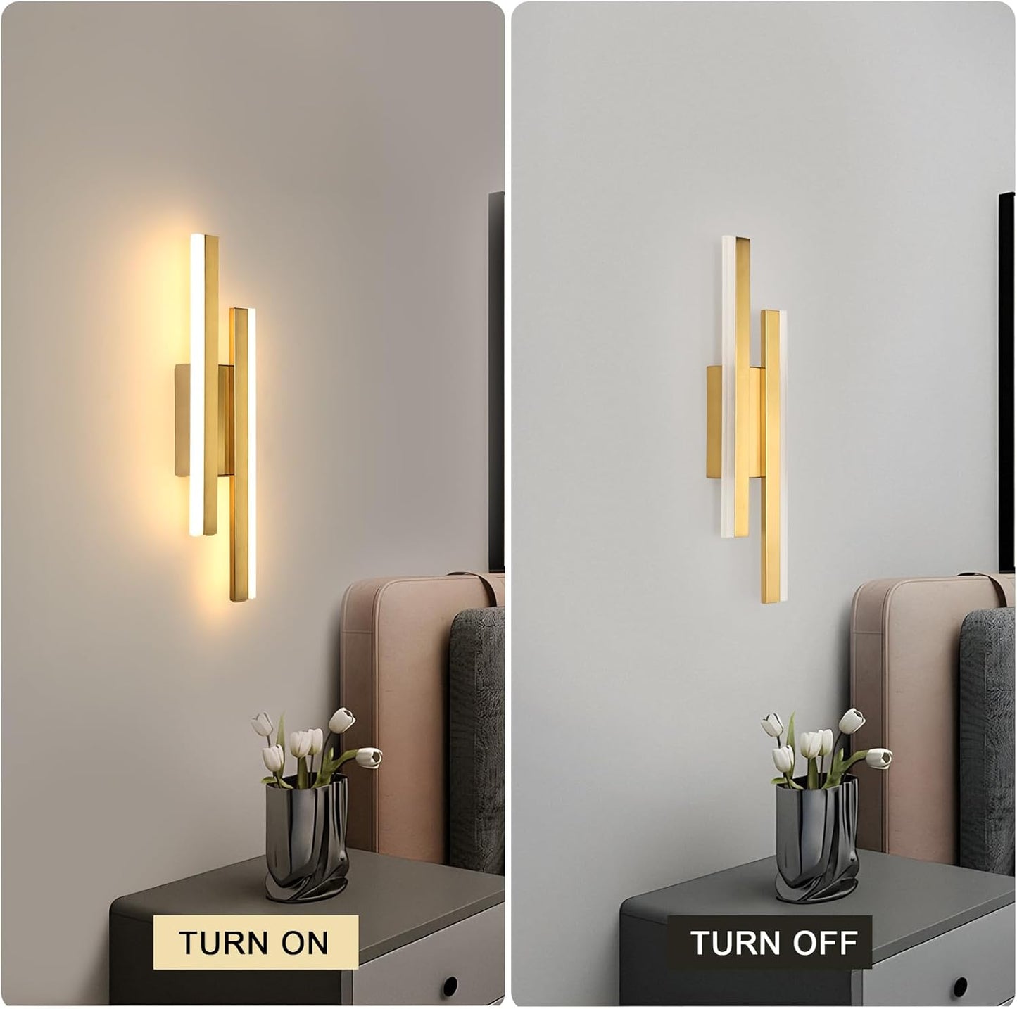 Gold LED Wall Light. 40CM Modern Warm White Sconce