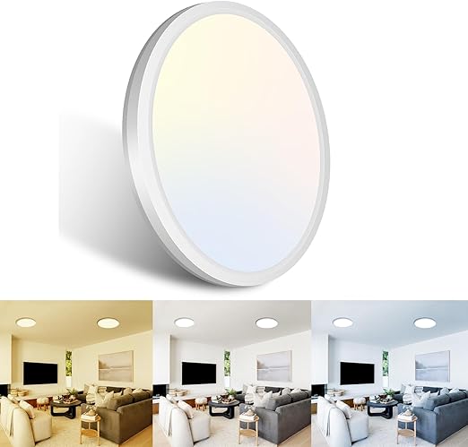 15W Flush Mount LED Ceiling Light – Brushed Nickel. 3 CCT