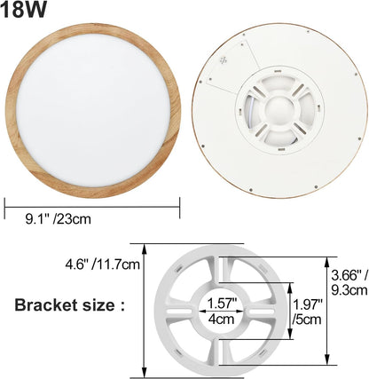 LED Ceiling Light. 12W Wood Grain Flat Small Round Nordic Flush Ceiling Light for Bedroom Living Room Kitchen Bathroom Lights