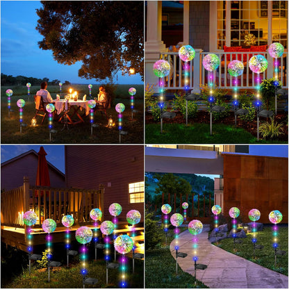 Solar Dandelion Garden Lights. 4 Pack Colourful LED Outdoor Flower Lights