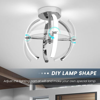 Curved LED Ceiling Light – 22W Cool White. Silver