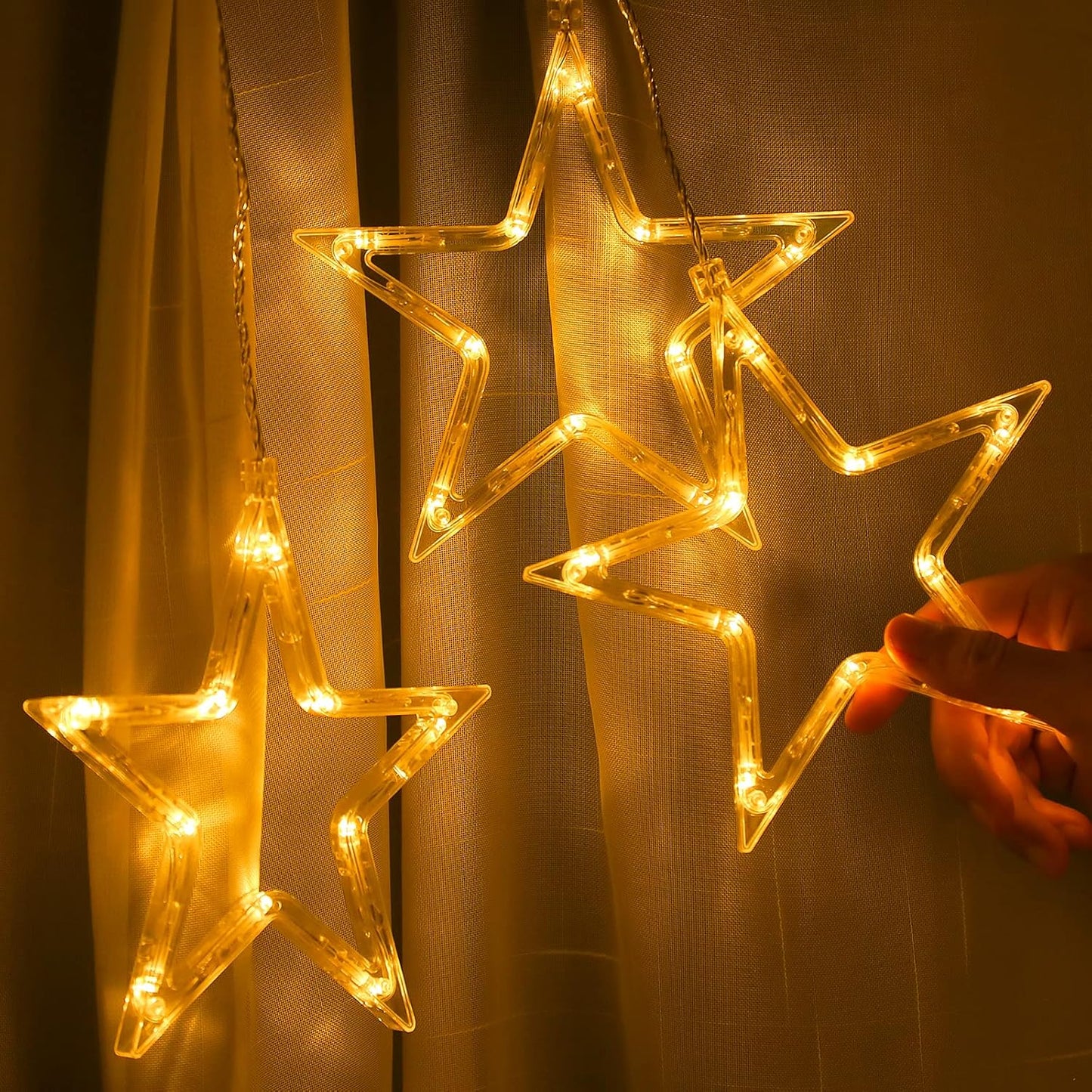 Christmas Window Star Lights. 30 LEDs Battery String Lights with Timer
